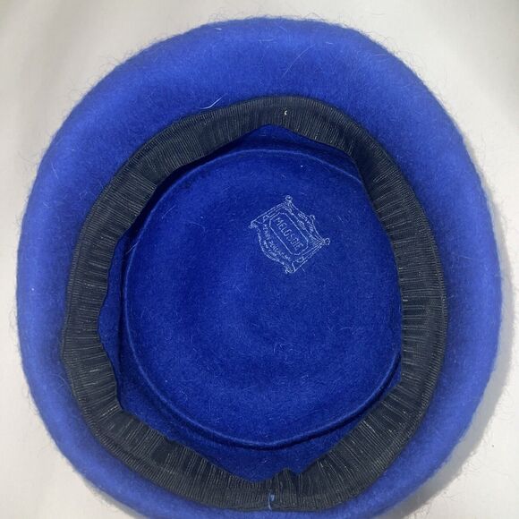 Vintage Women’s Henry Pollack Glenover 100% Wool Blue  Hat W/ Trim main image 4